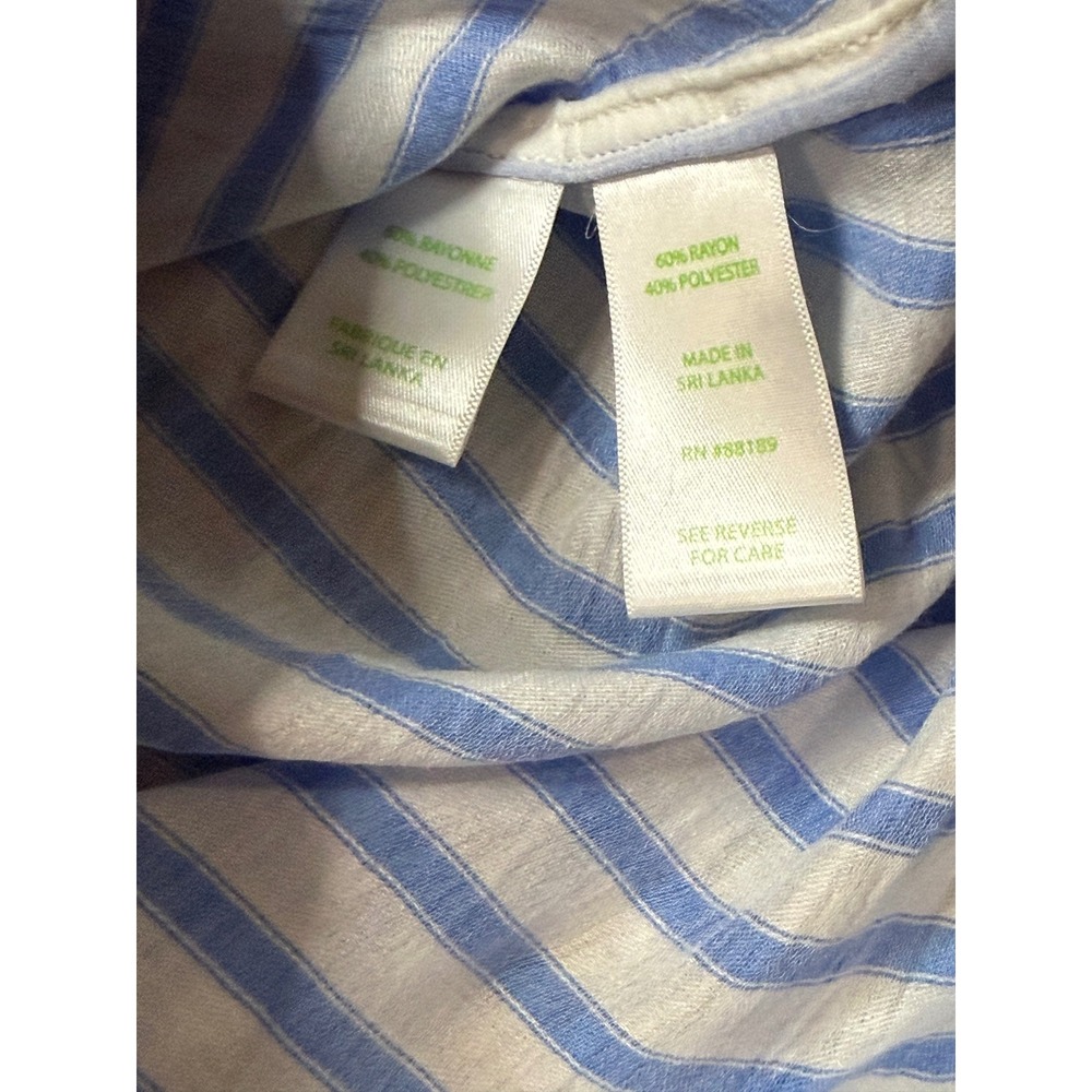 Lilly Pulitzer Blue White Striped Bell Sleeve Tie Front Button Down Top M - Picture 3 of 6